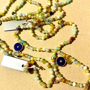 Semi Precious Stone Beaded Station Necklaces qty 2
